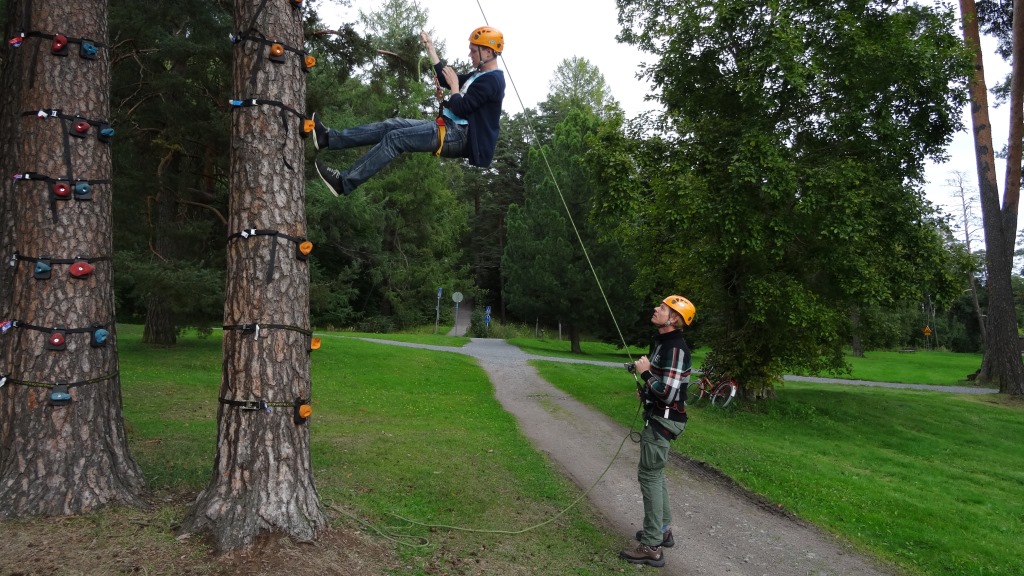 Loppupäivästä Changemakerit kiipeilevät puissa.
